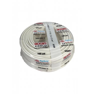 Alkan 3x1,5 mm² TTR Kablo Beyaz H05VV-F