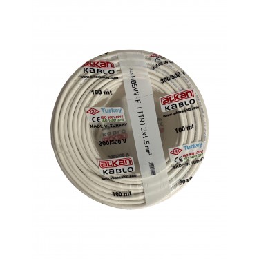 Alkan 3x1,5 mm² TTR Kablo Beyaz H05VV-F