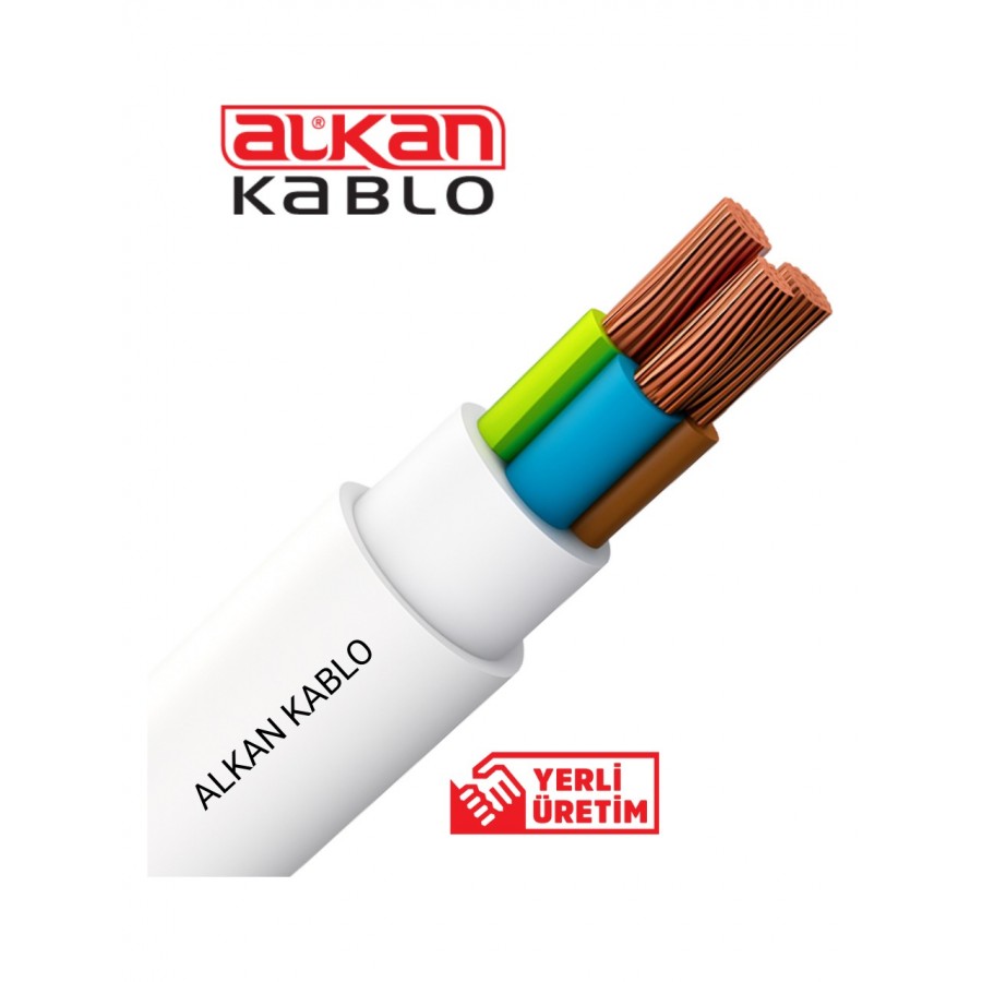 Alkan 3x1,5 Mm² H05VV-F Ttr Kablo Beyaz (%100 Bakır) 15 Metre Alkan 3x1,5 Mm² H05VV-F Ttr Kablo Beyaz (%100 Bakır) 15 Metre
