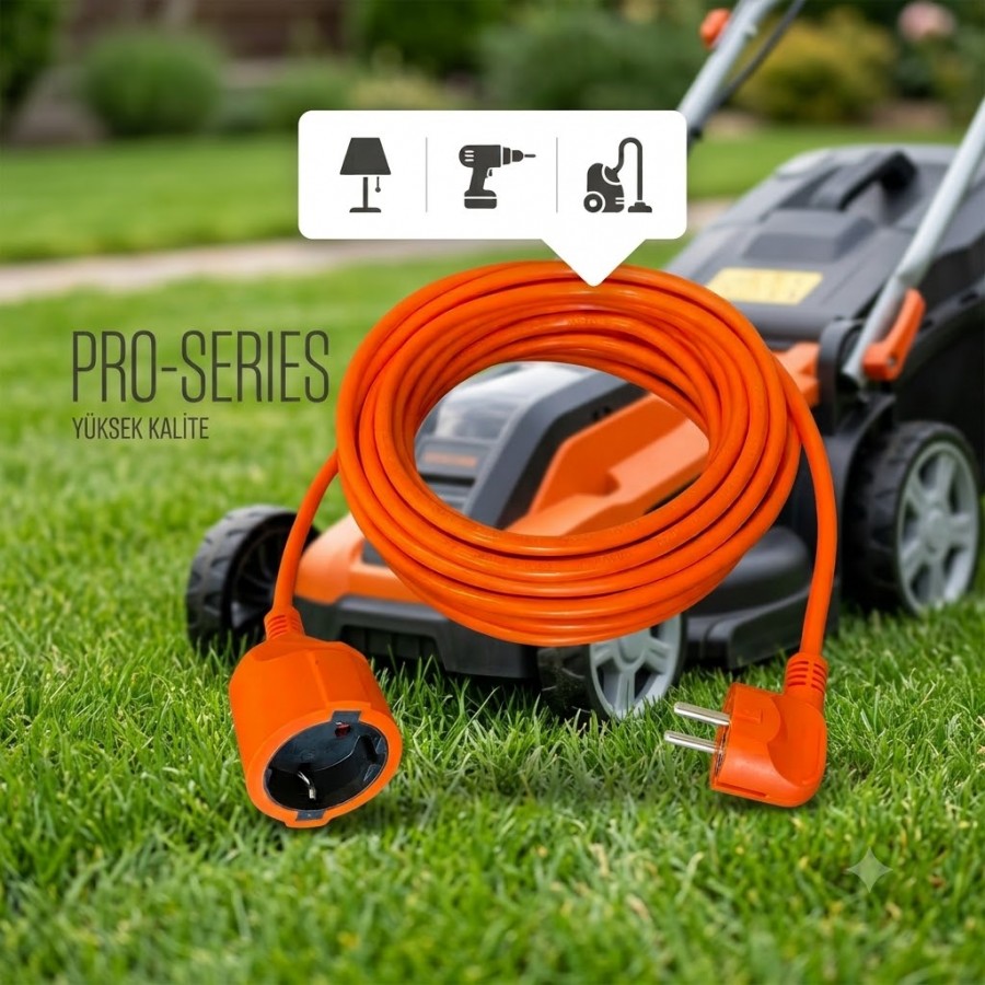 Alkan 3G 1 mm² 2200W Profesyonel Uzatma Kablosu ( %100 Bakır ) Turuncu 10 Metre