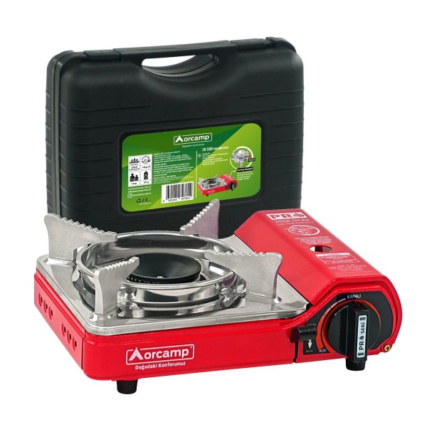 Orcamp Mini Portatif Ocak Gaz Stop Emniyetli / Kırmızı