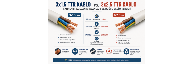 3x1.5 ve 3x2.5 TTR Kablo Farkları ve Kullanım Alanları