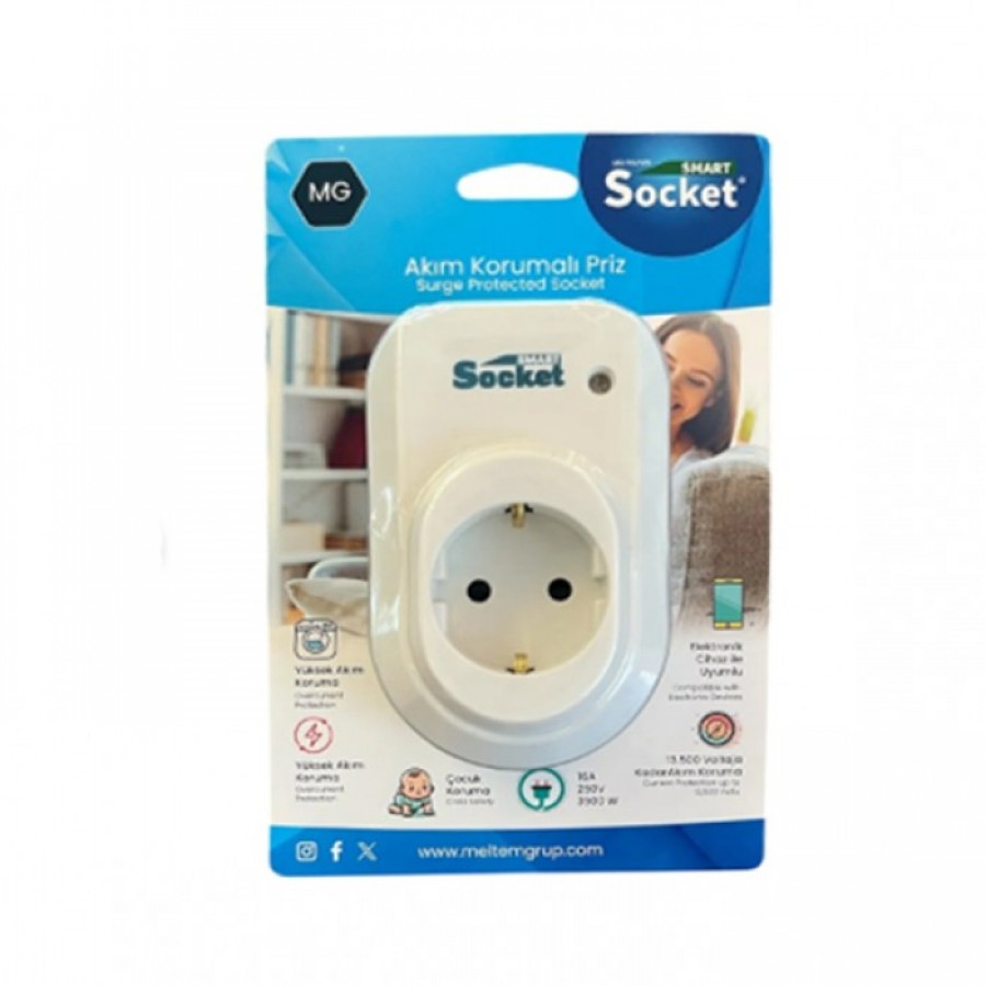 Smart Socket Tekli Akım Korumalı & Çocuk Korumalı Priz Smart Socket Tekli Akım Korumalı & Çocuk Korumalı Priz